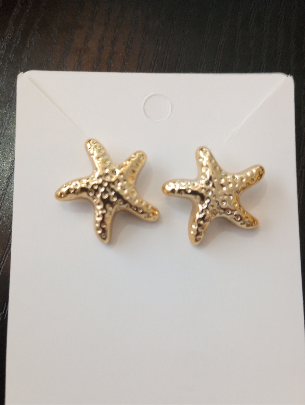 Golden Starfish Textured Stud Earrings Summer Beach Travel Vacation